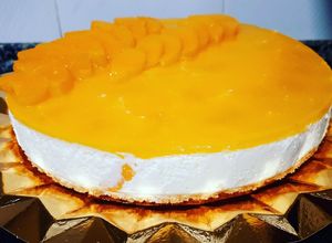 Foto principal de Tarta fría de melocotón en almíbar