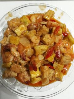 Foto resep Udang tahu tempe saos padang