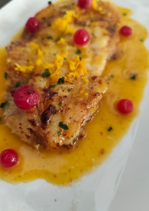 Une photo de Filet de poisson meunière à l'orange