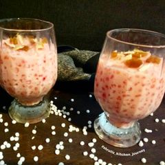 Rose flavoured sweet potato and Sabudana kheer(pudding) A picture of Rose flavoured sweet potato and Sabudana kheer(pudding).