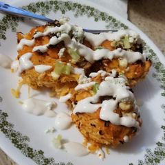 Spaghetti Squash Buffalo Chicken Cups A picture of Spaghetti Squash Buffalo Chicken Cups.