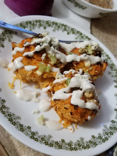 A picture of Spaghetti Squash Buffalo Chicken Cups.