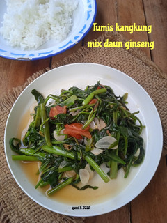 Foto resep Tumis kangkung mix daun ginseng