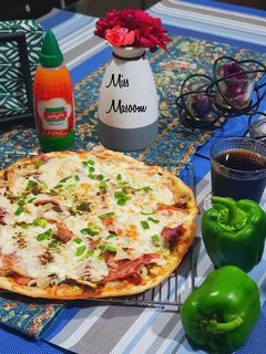 عکسی از دستور پیتزا مرغ و ژامبون