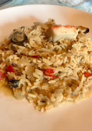Una foto de Paella de mariscos
