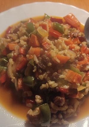 Una foto de Arroz caldoso con verduras