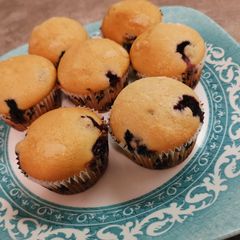 A picture of "Muffin Time"-Blueberry muffins.