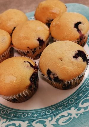 A picture of "Muffin Time"-Blueberry muffins.