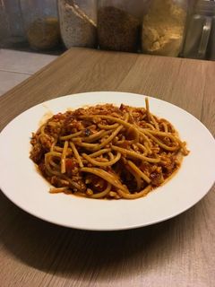 Una foto de Deliciosa pasta con tuco vegano