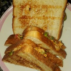 A picture of Mayo chicken and mix veg grill sandwich.