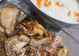 Frango Assado com Cenoura, Cebola e Batatas