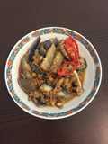 Steam eggplant with stir fry minced meat