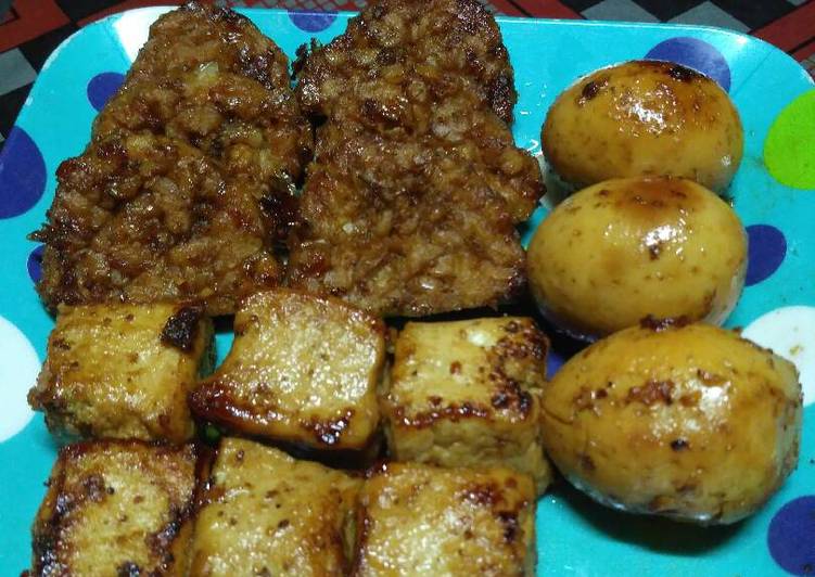 Tempe,tahu & telor Bacem