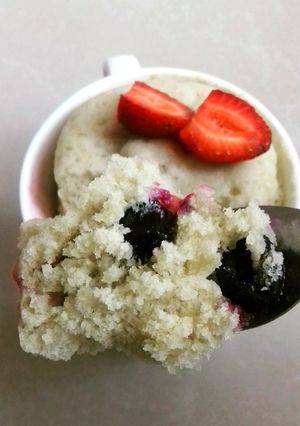 A picture of Blueberry Mug Cake #mugcakeweek.