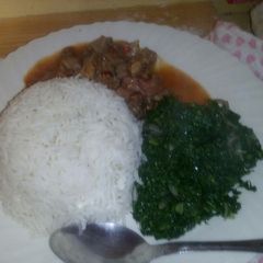 Matumbo, Rice and kale A picture of Matumbo, Rice and kale.