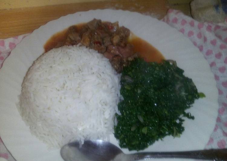 Steps to Prepare Perfect Matumbo, Rice and kale