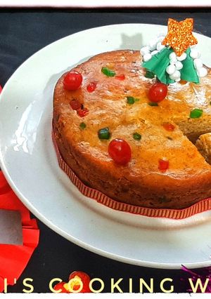 A picture of Wheat Flour Eggless Christmas Cake.