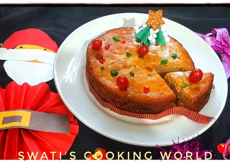 wheat flour eggless christmas cake recipe main photo