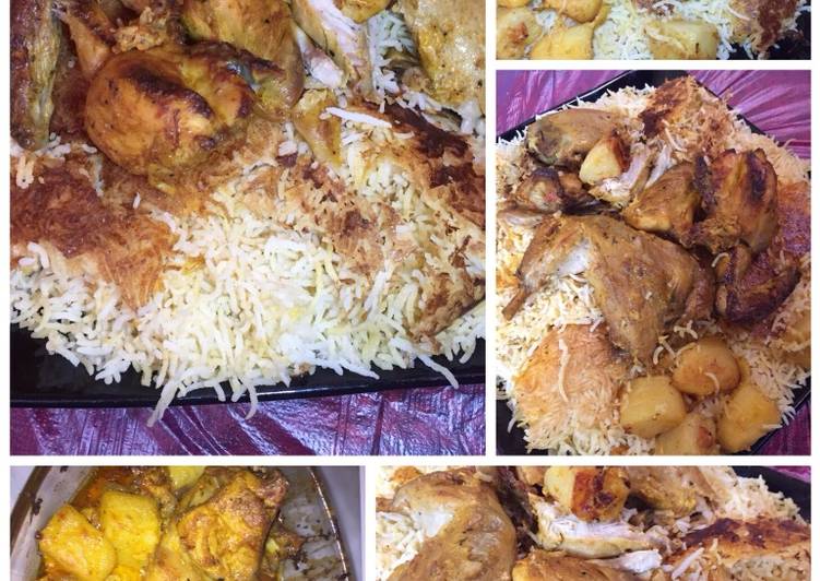 عيش و دجاج محمر بالزعفران