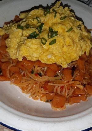 Foto resep Spaghetti with scrambled egg. Spageti telur