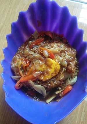 Foto resep Telor ceplok saus tiram pedas