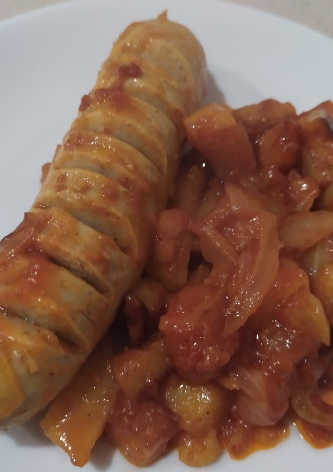 Una foto de Currywurst exprés