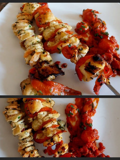 Una foto de Brochetas de camarones a la plancha 🍤🍤🍤🍞