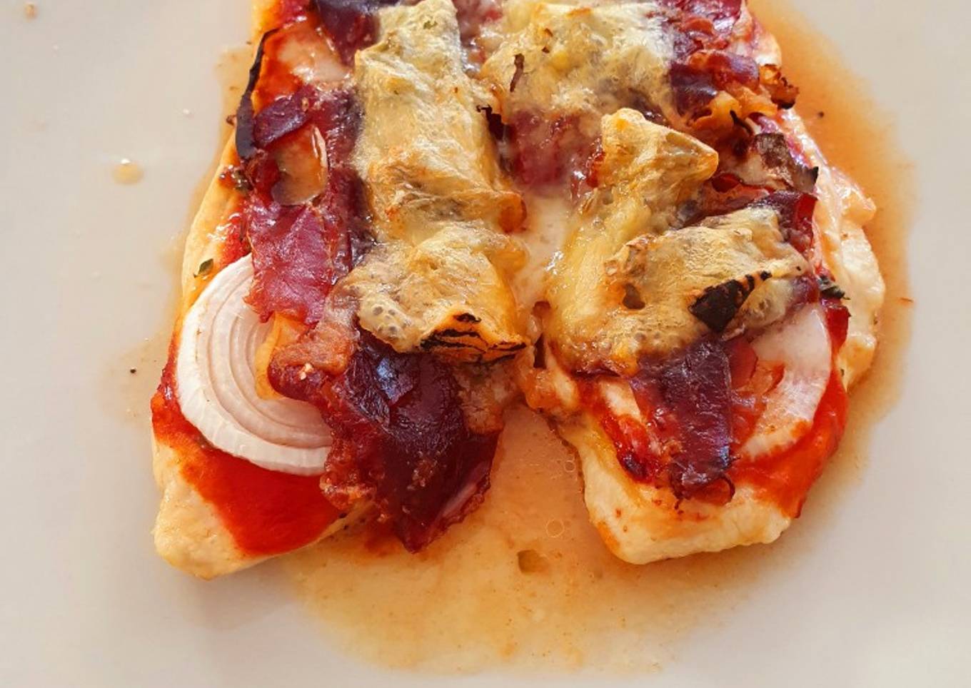 10-minute chicken "pizza" with jamón ibérico and gorgonzola