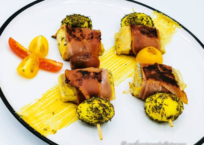 Spiedini di ricciola croccanti alla senape