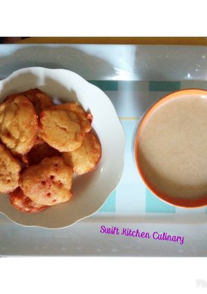 A picture of Akara and wheat pudding.