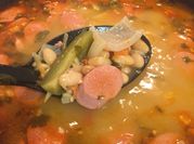 A picture of pinto beans and pork