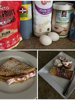 Una foto de Crepas de avena, rellenas de whip cream y fresas