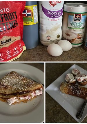Una foto de Crepas de avena, rellenas de whip cream y fresas