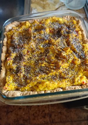 Una foto de Tarta de zapallo con masa de harina integral y harina de arroz