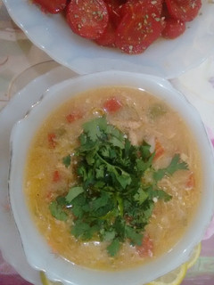A picture of Schezwan soup And Honey Carrot.