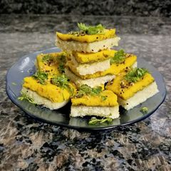 A picture of Tricolour Khaman Dhokla.