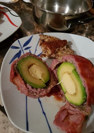 A picture of Avocado Stuffed and Wrapped with Smoked Bacon.