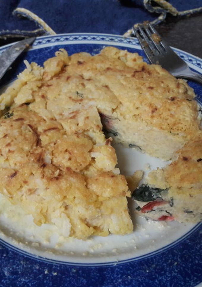 Una foto de 🇪🇸 Tortilla "española" de arroz vegana (versión con harina de garbanzo) 🍳