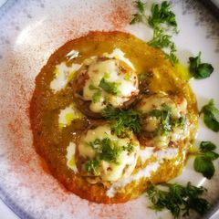 Cheese stuffed mushrooms in mushroom gravy A picture of Cheese stuffed mushrooms in mushroom gravy.