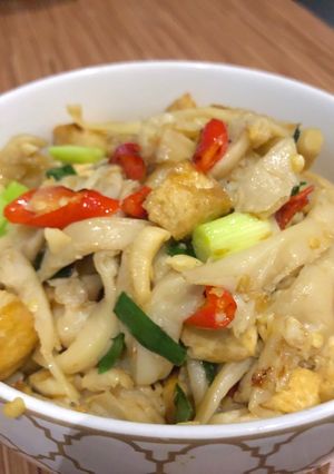 Foto resep Tumis jamur tiram tahu sutra