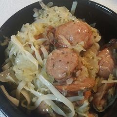 A picture of Pasta Smoked Sausage and Sauerkraut.
