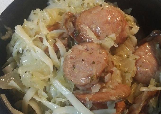 Steps to Prepare Popular Pasta Smoked Sausage and Sauerkraut for Lunch Food