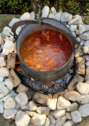 Bográcsos csirkepörkölt recept fotója