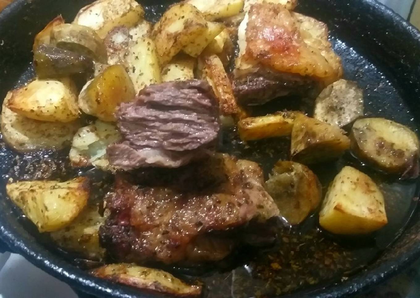 Carne Al Horno con Papitas y Batatas, 👌