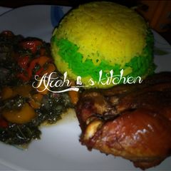 A picture of Yellow and green rice.