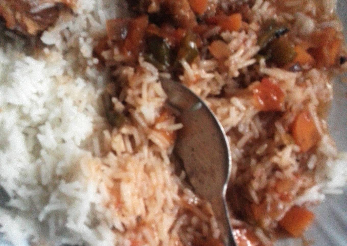 Beef Stew Served with Rice
