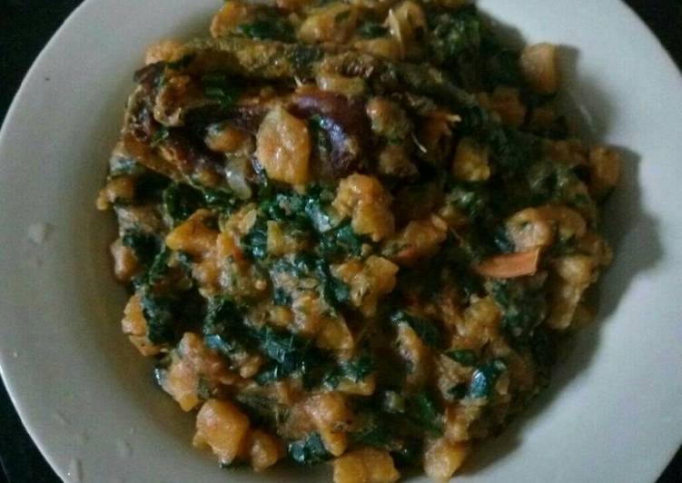 Step-by-Step Guide to Prepare Any-night-of-the-week Unripe plantain with vegetable and dry fish