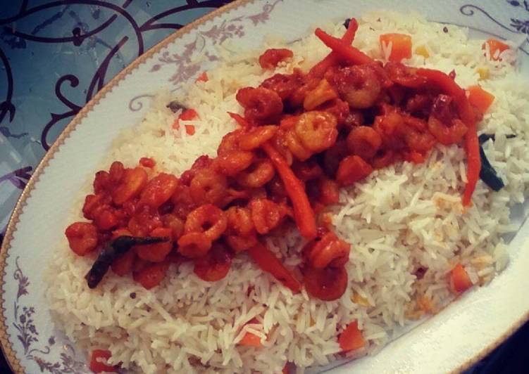 روبيان على الطريقة الصينية مع ارز الخضار