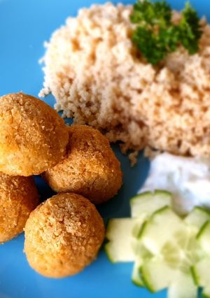 A picture of Yellow pea falafel.
