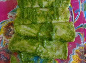 Una foto de Enchiladas mexicanas verdes, veganas, Doña Rafailita del Ocote